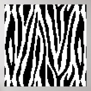 8 Bit Pixel Zebra Print Design Pattern