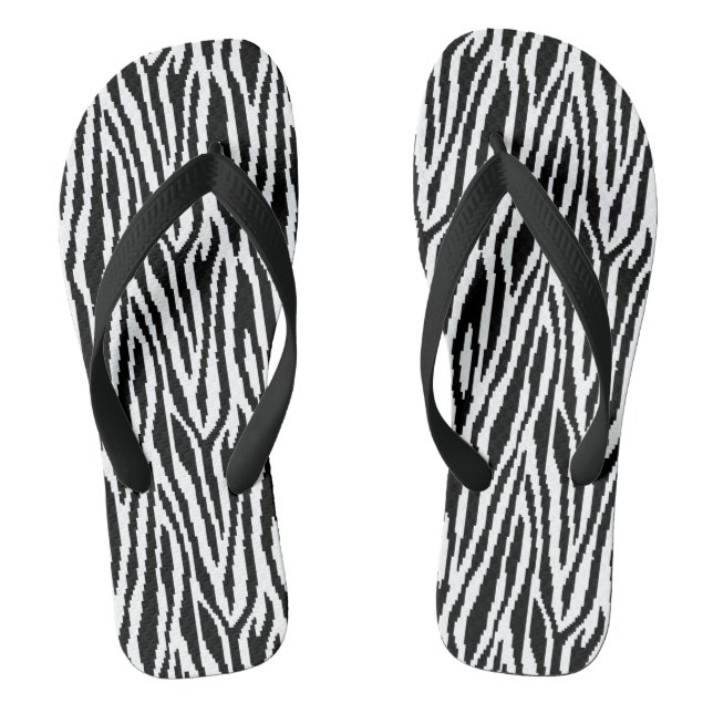 8 Bit Pixel Zebra Print Design Pattern Jandals (Footbed)