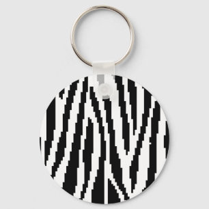 8 Bit Pixel Zebra Print Design Pattern Key Ring