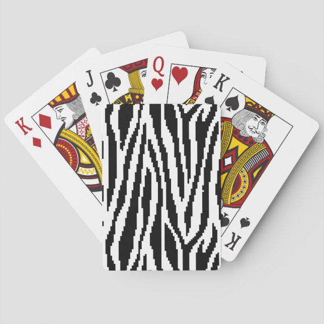 8 Bit Pixel Zebra Print Design Pattern Playing Cards (Back)