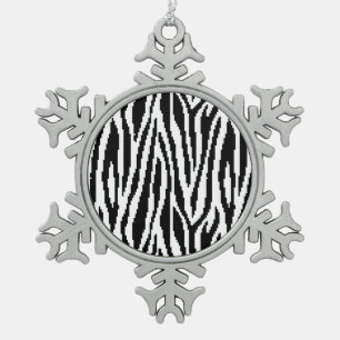 8 Bit Pixel Zebra Print Design Pattern Snowflake Pewter Christmas Ornament