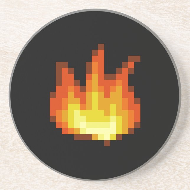 8 Bit Pixeled Fire Coaster (Front)
