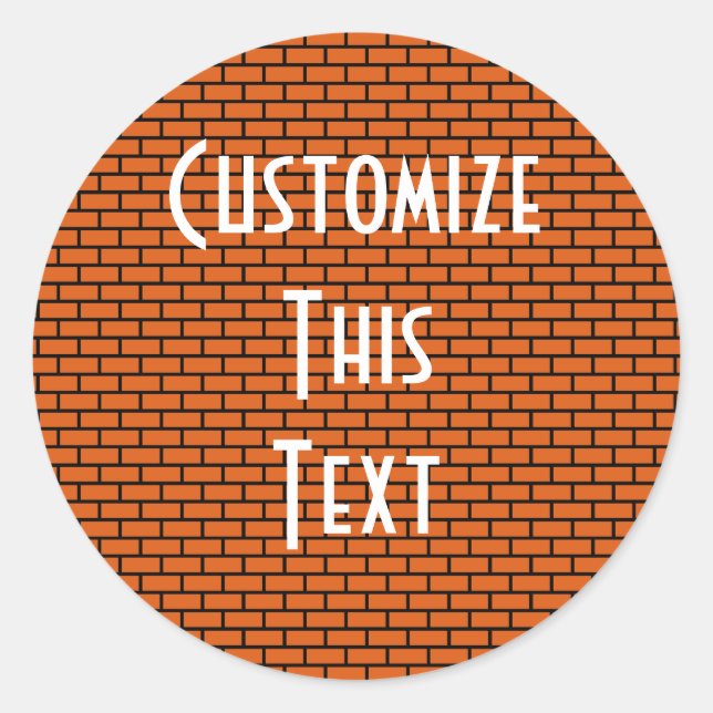 8-Bit Retro Brick, Orange Classic Round Sticker (Front)
