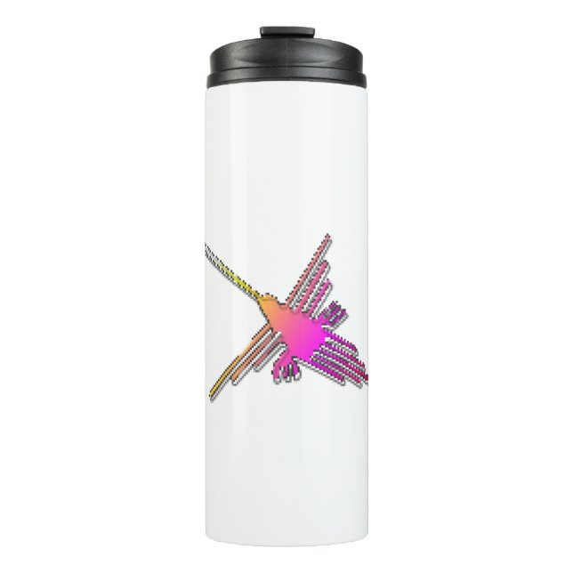 8 Bit Retro Video Game Nazca Lines Hummingbird Thermal Tumbler (Front)