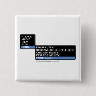 8 Bit RPG Battle Menu 15 Cm Square Badge