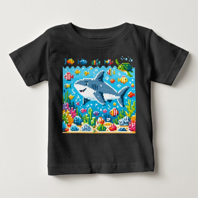 8-Bit Shark Adventure T-Shirt (Front)