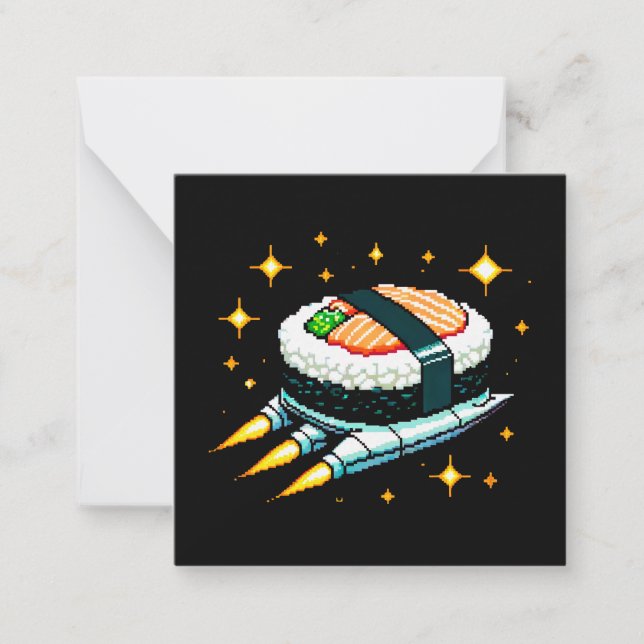 8-Bit Space Sushi Adventure - Cosmic Cuisine Art Card (Front)
