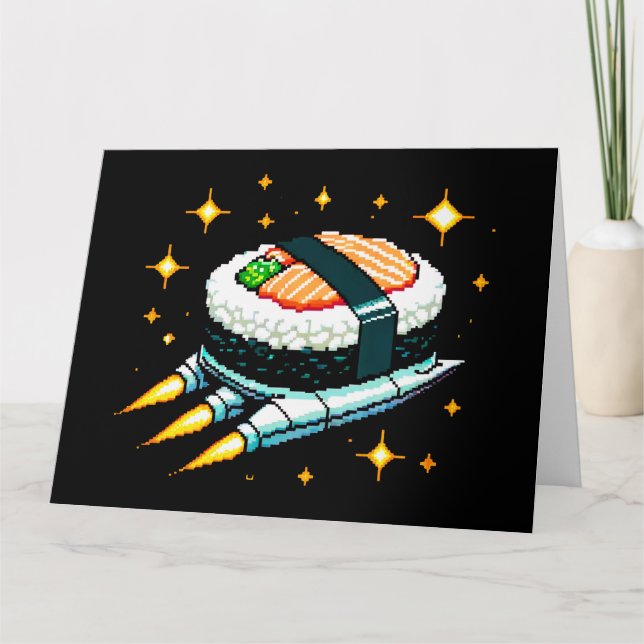 8-Bit Space Sushi Adventure - Cosmic Cuisine Art Card (Front)