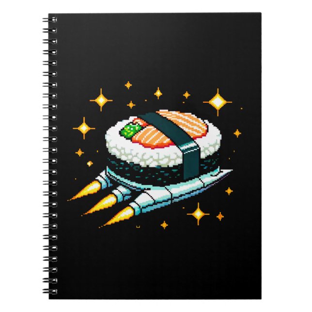 8-Bit Space Sushi Adventure - Cosmic Cuisine Art Notebook (Front)