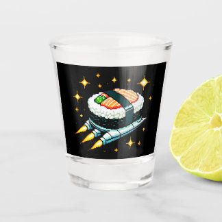 8-Bit Space Sushi Adventure - Cosmic Cuisine Art Shot Glass