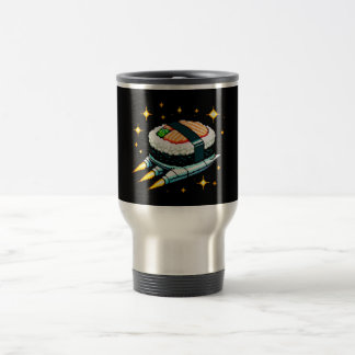 8-Bit Space Sushi Adventure - Cosmic Cuisine Art Travel Mug
