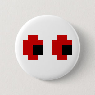 8 Bit Spooky Red Eyes 6 Cm Round Badge