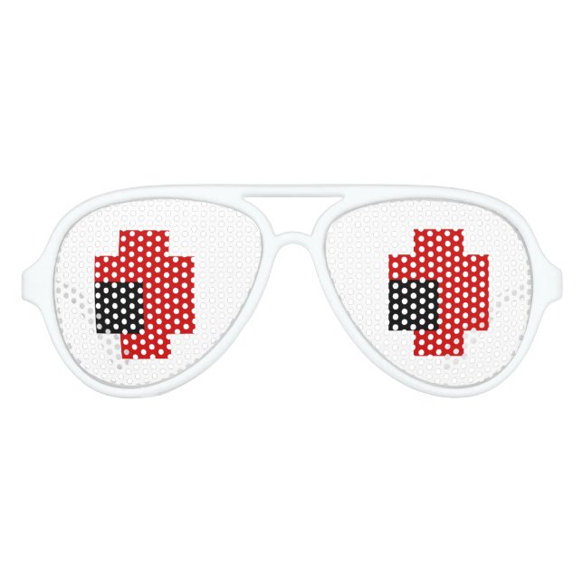 8 Bit Spooky Red Eyes Aviator Sunglasses (Front)
