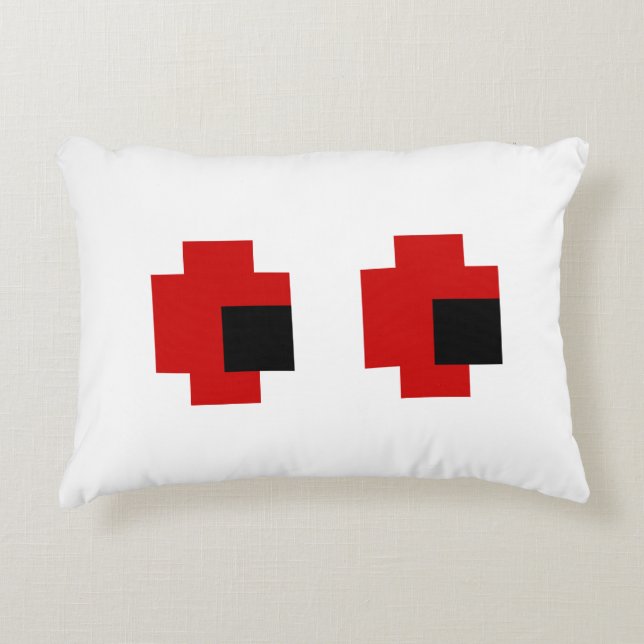8 Bit Spooky Red Eyes Decorative Cushion (Front)