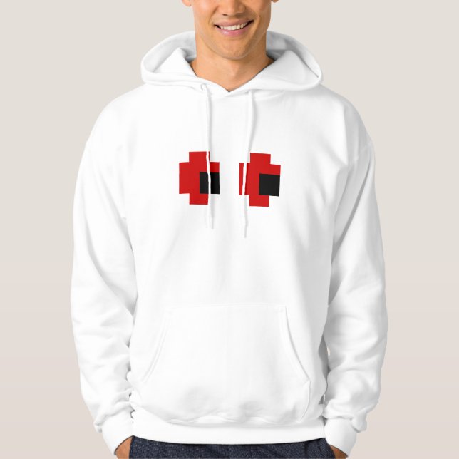 8 Bit Spooky Red Eyes Hoodie (Front)