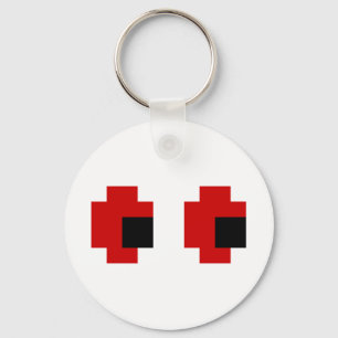 8 Bit Spooky Red Eyes Key Ring