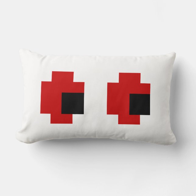 8 Bit Spooky Red Eyes Lumbar Cushion (Front)
