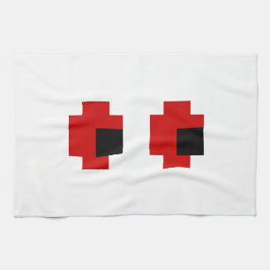 8 Bit Spooky Red Eyes Tea Towel