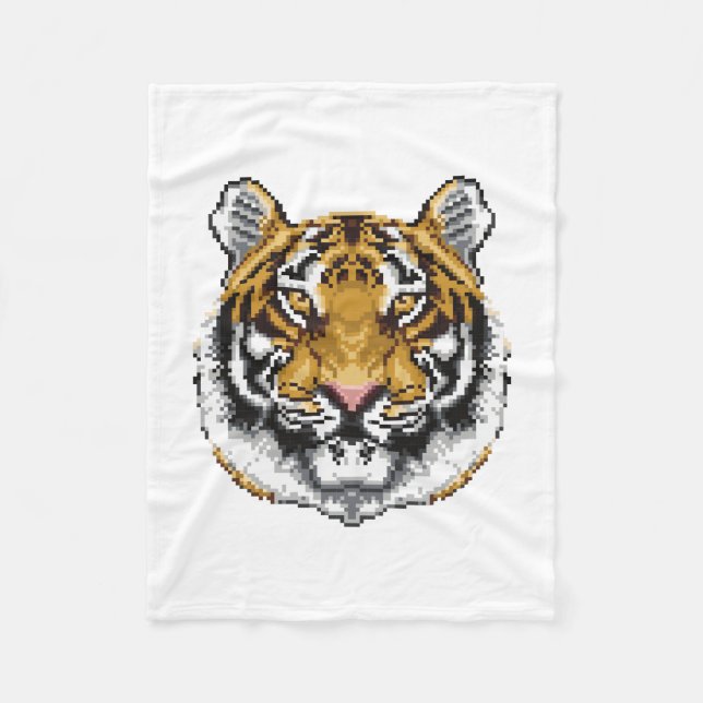 8 Bit Tiger Fleece Blanket (Front)