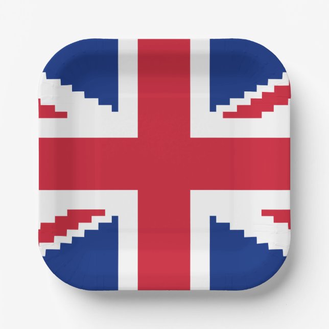 8 Bit Union Pixel Jack Paper Plate (Front)