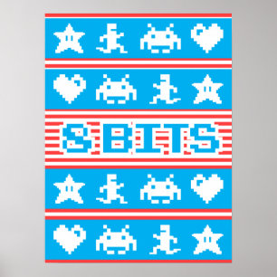 8 Bits Design, Arcade Video Game Poster