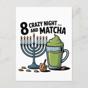 8 Crazy Nights And Matcha Hanukkah Jewish Jew Holiday Postcard