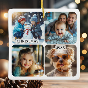 8 Custom Photos Keepsake Christmas  Ceramic Ornament