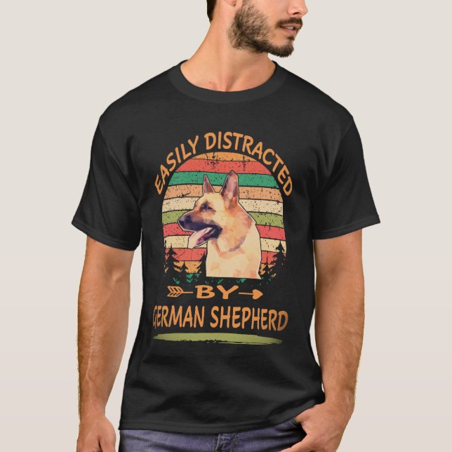 8 Easily Distracted By German Shepherd T-Shirt (Front)