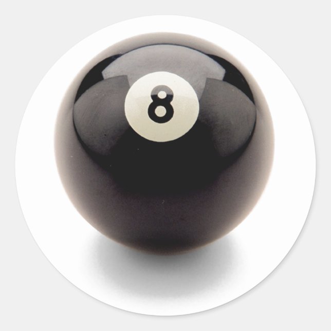 8 Eight Ball Scrapbooking Billiards Pool Behind Classic Round Sticker (Front)