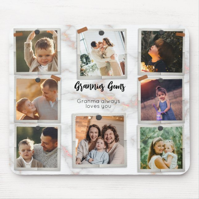 8 Eight Photo Modern Elegant Collage Family Love Mouse Pad (Front)