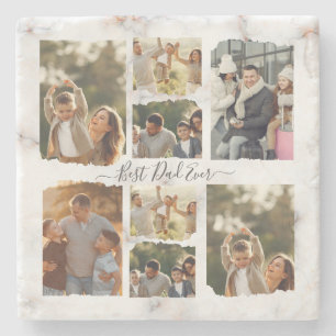 8 Eight Photo Modern Elegant Collage Family Love Stone Coaster