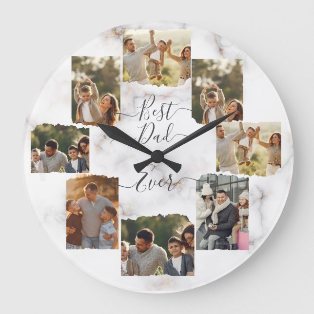 8 Eight Photo Modern Elegant Collage Wall Clock (Front)