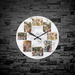 8 Eight Photo Modern Elegant Collage Wall Clock