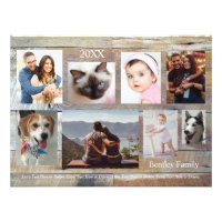 8 Family Photos, Wood Grain, DIY Name & Year