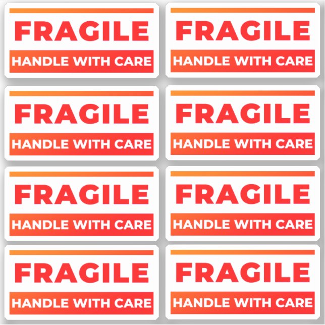 8 Fragile Stickers, Shipping Labels for Breakables (Front)
