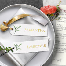 8 Greenery Wedding Gold Foil Font Name Tags