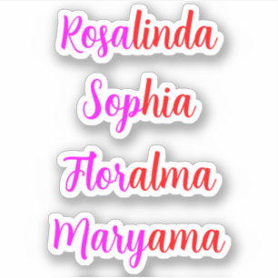 8 Handwritten Transparent Waterproof Names, Girly