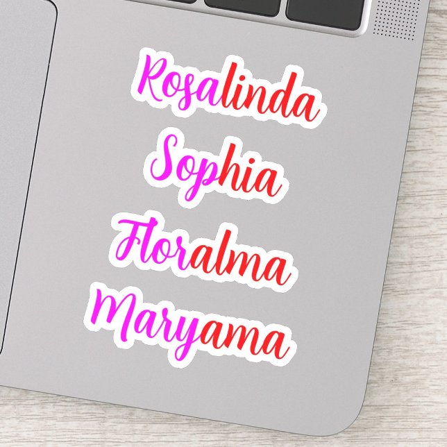 8 Handwritten Transparent Waterproof Names, Girly (kids Waterproof name Stickers for girls)