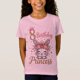 8 Jahre Geburtstag Mädchen Prinzessin Hase T-Shirt