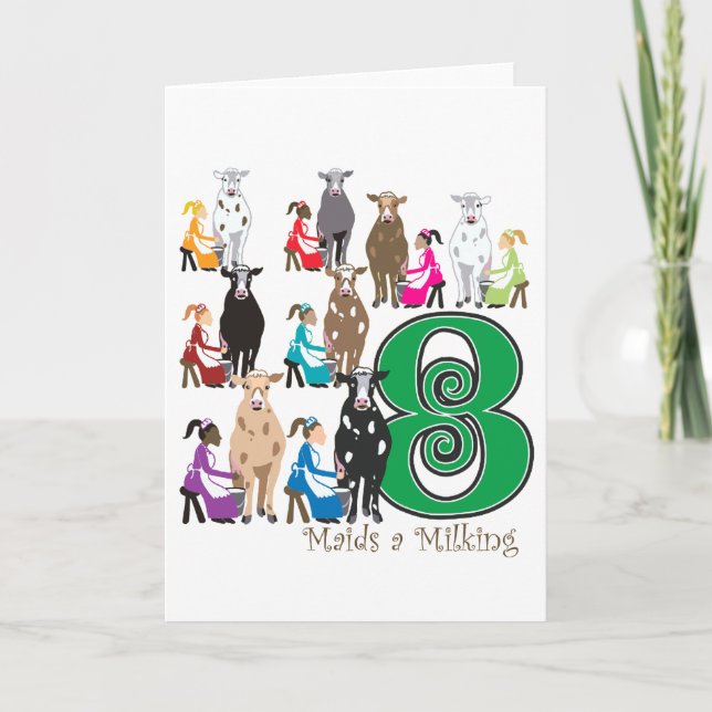 8 Maids Milking Holiday Card (Front)