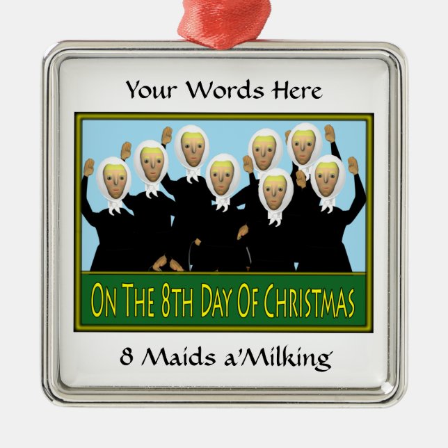 8 Maids Milking Metal Tree Decoration (Front)