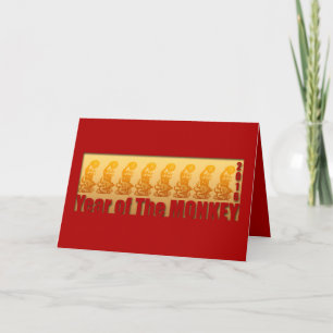 8 Monkeys for Chinese New Year 2016 Greeting 1 Holiday Card