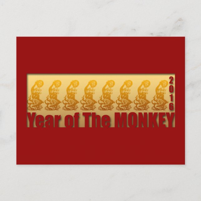 8 Monkeys for Chinese New Year 2016 Postcard (Front)