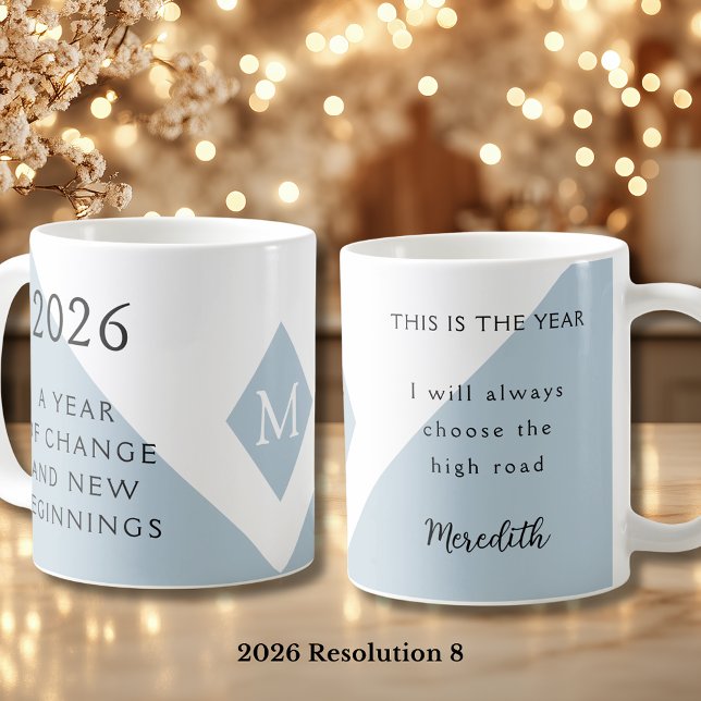 8. New Year Resolution for 2026 Year of Change  Coffee Mug (2026 Year of Change and New Beginnings Dusty Blue Resolution 8 Coffee Mug)