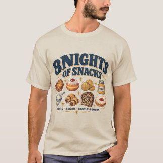 8 Nights Of Snacks Funny Hanukkah Food Retro T-Shirt
