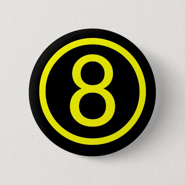 8 - number eight 6 cm round badge (Front)