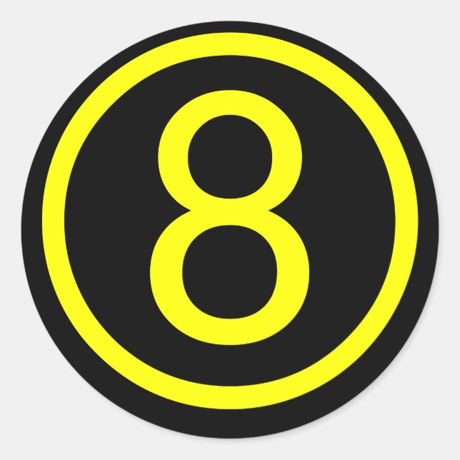 8 - number eight classic round sticker (Front)