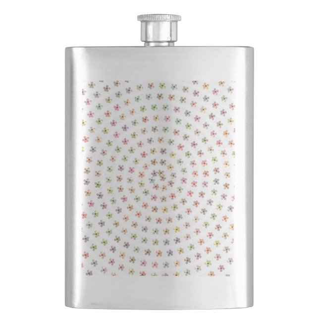 8 oz. Stainless Steel Flask, Floral Swirl Pattern Hip Flask (Front)