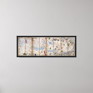 8 Panel Catalan Atlas by Abraham Cresques (1375) Canvas Print