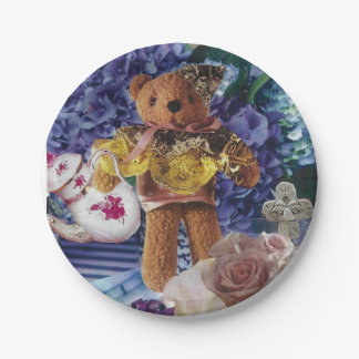 8 Paper Dessert Plates Antique Teddy Bear